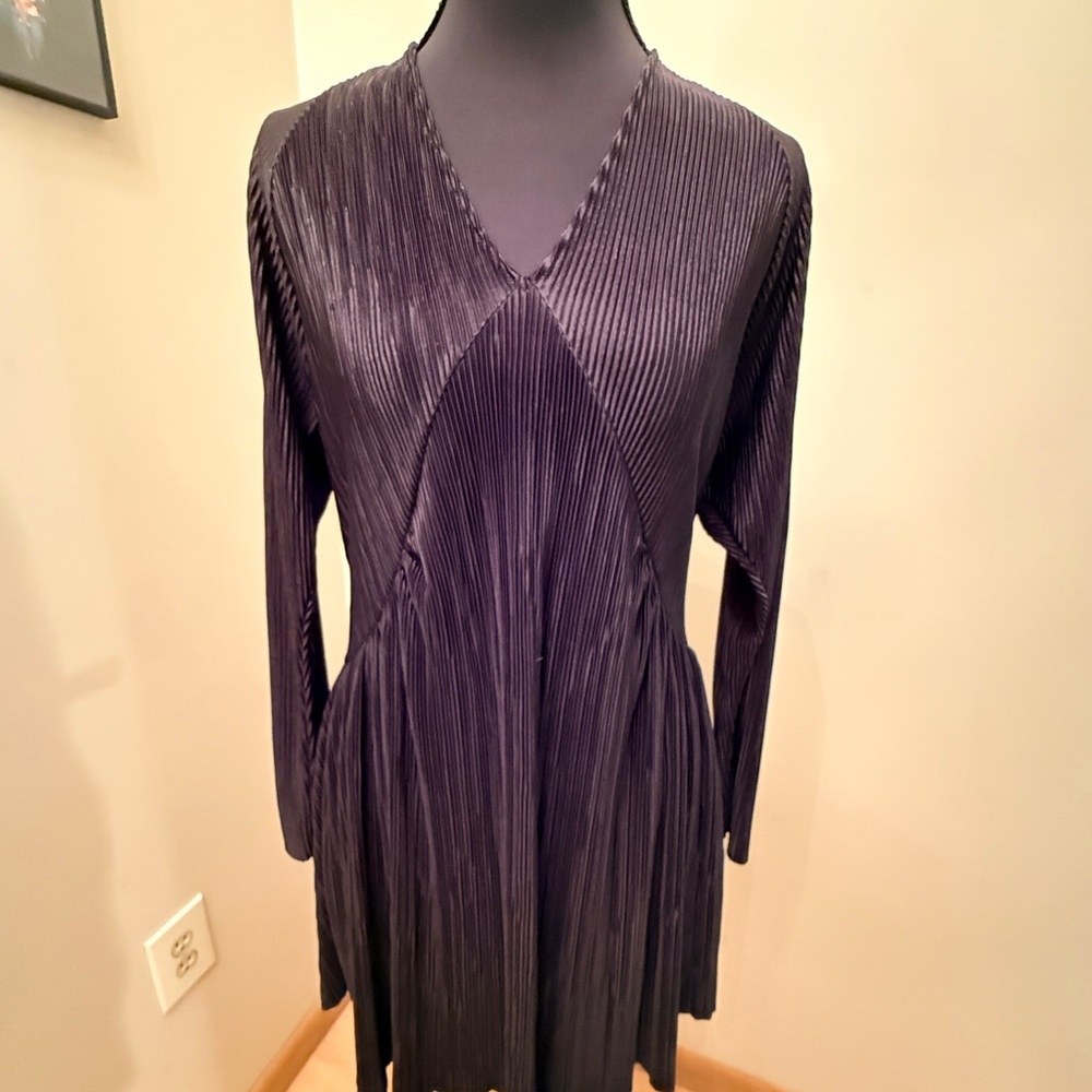 Zara Black Pleated Mini Dress